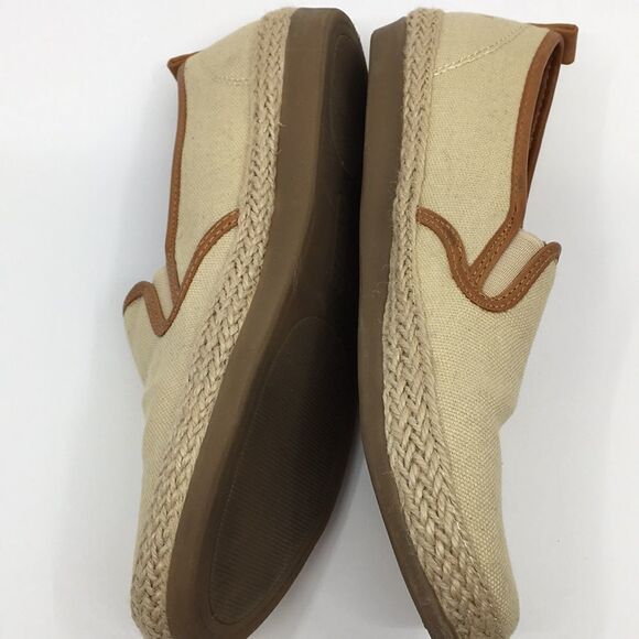 Bass Sage canvas slip on shoes loafers tan / cream with leather trim Size 5.5 M - Picture 14 of 14